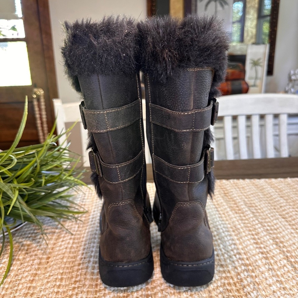 LL Bean Nordic Tek  Waterproof‎ Brown Leather Faux Fur Winter Boots Womens  6.5M - Picture 6 of 16